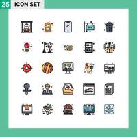 redigerbar vektor linje packa av 25 enkel fylld linje platt färger av soptunna spa telefon tecken iphone redigerbar vektor design element