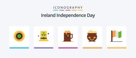 irland unabhängigkeitstag flach 5 symbolpaket einschließlich amerikaner. Topf. Patrick. Lebensmittel. Getränk. kreatives Symboldesign vektor