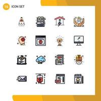 Aktienvektor-Icon-Pack mit 16 Zeilenzeichen und Symbolen für Online-Handbibliothek-Dollar-Energie editierbare kreative Vektordesign-Elemente vektor