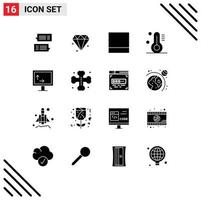 Stock Vector Icon Pack mit 16 Linienzeichen und Symbolen für Grabfledermäuse Layout Breite Höhe editierbare Vektordesign-Elemente