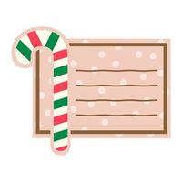 söt jul godis sockerrör med notera papper. PM notera mall för text. isolerat på vit bakgrund, platt design, eps10 vektor