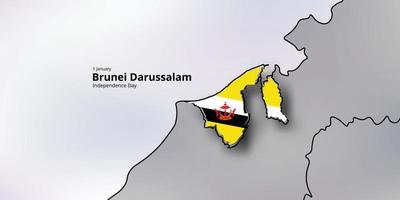 glücklicher unabhängigkeitstag von brunei darussalam, karte, flagge vektor