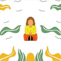 Frau in der Meditation in der flachen Designillustration vektor
