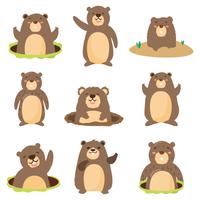 Flache Gopher mit verschiedenen Pose Vector