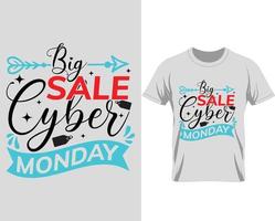 stor försäljning cyber måndag svart fredag t-shirt design vektor