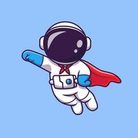 niedlicher astronauten-superheld, der karikaturvektor-symbolillustration fliegt. Symbolkonzept für Wissenschaftstechnologie isolierter Premium-Vektor. flacher Cartoon-Stil vektor