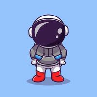 niedlicher astronaut, der hoodie-karikatur-vektor-symbol-illustration trägt. Symbolkonzept für Wissenschaftstechnologie isolierter Premium-Vektor. flacher Cartoon-Stil vektor