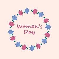 internationell kvinnors dag skön text på rosa bakgrund. hälsning kort för Lycklig kvinnors dag med elegant hand dragen kalligrafi och blomma. vektor