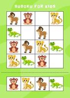 Sudoku-Arbeitsblätter für Kinder zum Thema Tier vektor