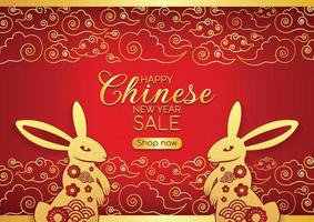 kinesisk ny år baner kanin år 2023 orientalisk tapet vektor