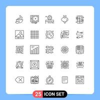 25 tematiska vektor rader och redigerbar symboler av vår rova programmering mat lowboy tabell redigerbar vektor design element