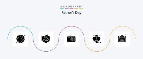 Vätertag Glyphe 5 Icon Pack inklusive Business. Vatertag. Papa. Vater. Zubehör vektor