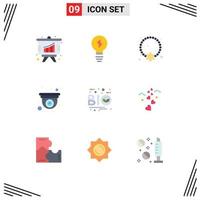 Stock Vector Icon Pack mit 9 Zeilen Zeichen und Symbolen für Ökologie Bio Halskette Webkamera editierbare Vektordesign-Elemente