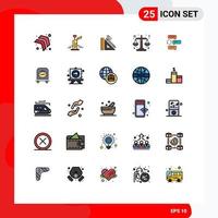 Stock Vector Icon Pack mit 25 Linienzeichen und Symbolen zum Chatten Skalen Baurecht Clip editierbare Vektordesign-Elemente