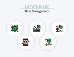 Zeitmanagement-Linie gefüllt Icon Pack 5 Icon Design. Zeit. Hand. Zeit. Uhr. Nacht vektor