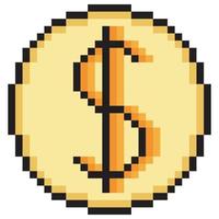 Pixel-Art-Dollar-Münzen-Symbol. Vektor-Illustration vektor