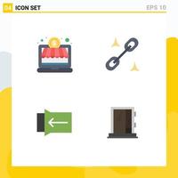 Stock Vector Icon Pack mit 4 Zeilenzeichen und Symbolen für Online-Shop-Türclip-Gesten, die editierbare Vektordesign-Elemente erstellen
