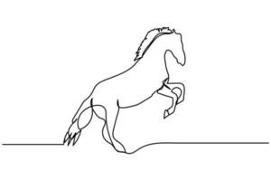 hand dragen ett linje kontinuerlig dansande häst illustration logotyp vektor