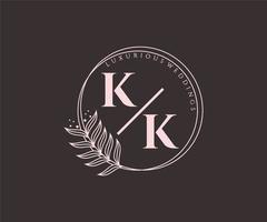 kk initialer brev bröllop monogram logotyper mall, hand dragen modern minimalistisk och blommig mallar för inbjudan kort, spara de datum, elegant identitet. vektor