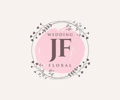 jf Initialen Brief Hochzeit Monogramm Logos Vorlage, handgezeichnete moderne minimalistische und florale Vorlagen für Einladungskarten, Datum speichern, elegante Identität. vektor