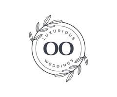 oo Initialen Brief Hochzeit Monogramm Logos Vorlage, handgezeichnete moderne minimalistische und florale Vorlagen für Einladungskarten, Datum speichern, elegante Identität. vektor