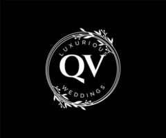 qv initialer brev bröllop monogram logotyper mall, hand dragen modern minimalistisk och blommig mallar för inbjudan kort, spara de datum, elegant identitet. vektor