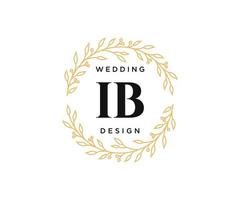 ib initialen brief hochzeitsmonogramm logos sammlung, handgezeichnete moderne minimalistische und florale vorlagen für einladungskarten, save the date, elegante identität für restaurant, boutique, café im vektor