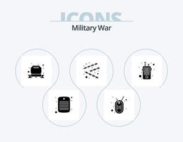 militär krig glyf ikon packa 5 ikon design. undersökning. stål. armén. skydd. gräns vektor