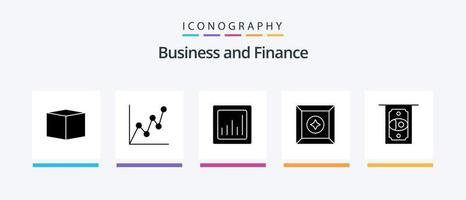 Finance Glyph 5 Icon Pack inklusive . Graph. Geld. Geldautomat. kreatives Symboldesign vektor
