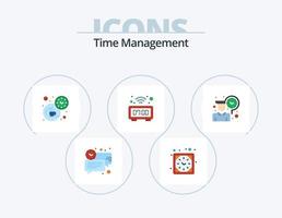 tid förvaltning platt ikon packa 5 ikon design. anställd. tabell. Kolla på. digital. tid vektor