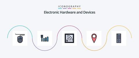 Gerätezeile gefülltes flaches 5-Icon-Paket einschließlich . wählen. vektor