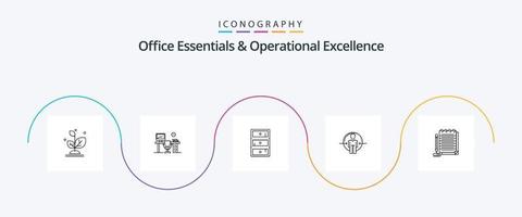 Office Essentials und Operational Excellence Line 5 Icon Pack inklusive Identität. Anmeldung. Zimmer. Benutzer. Schrank vektor