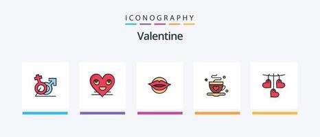 Valentinslinie gefüllt 5 Icon Pack inklusive Liebe. Valentinsgrüße. Liebe. Valentinstag. Liebesbrief. kreatives Symboldesign vektor