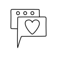 kärlek chatt ikon. vektor symbol för e-dejting, uppkopplad dejta, sexting, kärlek sms, SMS, romantik, hjärtans dag, meddelandehantering