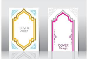 arabisches Rahmenrand-Cover-Design, islamischer Bucheinband vektor