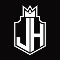 J H logotyp monogram design mall vektor