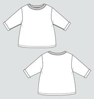 langärmliges t-shirt tops technische mode flache skizzenvektorillustrationsvorlage für kinder. vektor