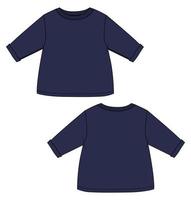langärmliges t-shirt tops technische mode flache skizzenvektorillustrationsvorlage für kinder. vektor
