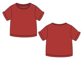 kort ärm t- skjorta blast teknisk mode platt skiss vektor illustration mall för ungar.