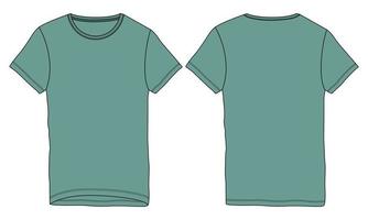 Kurzarm T-Shirt technische Mode flache Skizze Vektor Illustration Vorlage Vorder- und Rückansicht.