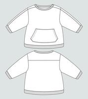 lång ärm tröja teknisk mode platt skiss vektor illustration mall för barn