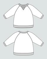 lång ärm tröja teknisk mode platt skiss vektor illustration mall för barn