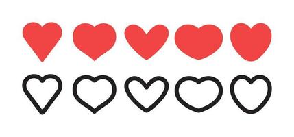 vektor hjärtan. hjärta form ikon samling. valentines dag kärlek symbol.