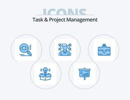 Aufgaben- und Projektmanagement blaues Icon Pack 5 Icon Design. . Tourist. Suche. Tasche. Mann vektor