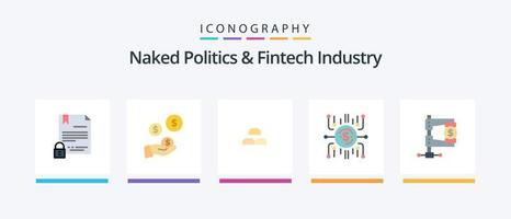 nackte Politik und Fintech-Industrie Flat 5 Icon Pack inklusive Crowdselling. Crowdfunding. Industrie. Crowdfunding. Einkommen. kreatives Symboldesign vektor