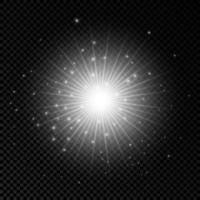 Lichteffekt von Lens Flares. Weiß leuchtende Lichter Starburst-Effekte mit Funkeln auf einem transparenten Hintergrund. Vektor-Illustration vektor