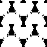 Siegertrophäe Cup nahtlose Muster. schwarze einfache Silhouettentextur. Meisterpreis für den ersten Platz. Vektor-Illustration. vektor