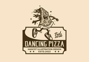 maskottchenillustrationsdesign der tanzenden pizza vektor