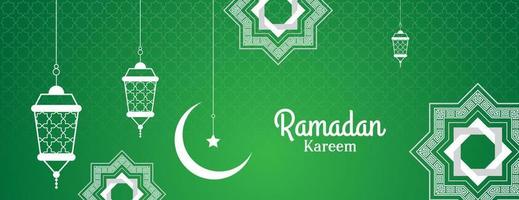 ramadan kareem banner design mit laterne, mond, stern und mandala islamischer dekoration. Vektor-Illustration vektor