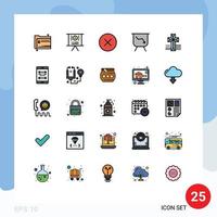 25 gefüllte Linien flaches Farbkonzept für mobile Websites und Apps Church American Error Performance Board editierbare Vektordesign-Elemente vektor